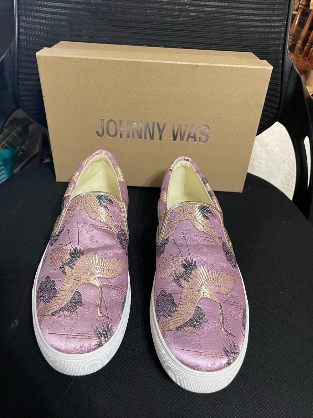 Johnny Was Crane slip on sneakers violet satin size 9 - Picture 2 of 5